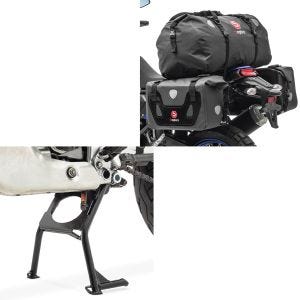 Set: Satteltaschen Set für Honda Africa Twin XRV 750 / 650 RX80 Hecktasche + Hauptständer Honda Africa Twin XRV 750 93-03 Mittelständer ConStands in schwarz_1