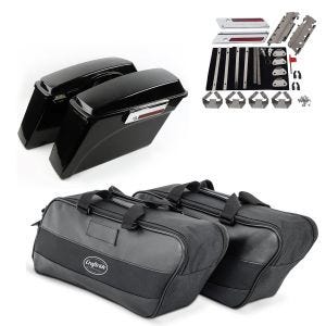Set: Seitenkoffer für Harley Davidson Road King 94-13 mit Innentaschen schwarz + Scharnier Set Harley Davidson Road King 94-13 für Seitenkoffer & Satteltaschen Craftride_1