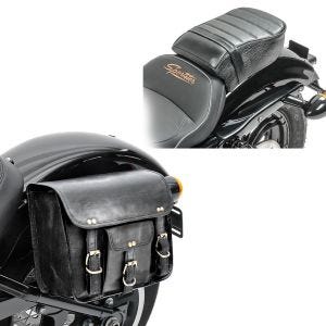 Set: Sozius Sitz mit Polsterung für Harley Sportster Forty-Eight 48/ 883 Iron Craftride + Satteltasche für Harley Davidson Sportster Forty-Eight 48 / Special Vintage Tasche Craftride SV2 schwarz_1