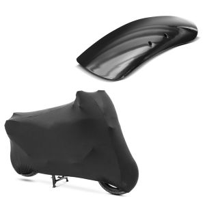 Set: Metall Front Fender Kurz für Harley Davidson Sportster Forty Eight 48 / Special 10-20 Craftride + Motorradabdeckung für Harley Sportster Forty-Eight 48 Special Craftride Indoor XL-XXL schwarz_1