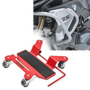 Set: Verkleidungsschutzbügel L für BMW R 1200 GS Rallye 17-18 Tank-Sturzbügel oben + Rangierhilfe MR für BMW R 1200 GS Rallye Rangierplatte silber Motoguard_1