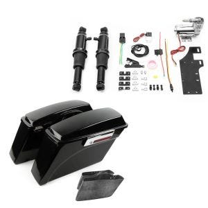 Set: Luftfederung Fahrwerk Harley Davidson Road King Classic 98-19 Craftride Air Ride schwarz + Seitenkoffer für Harley Road King Classic 98-13 mit Innenverkleidung BC Craftride_1