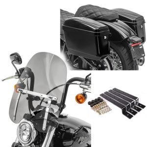 Set: Seitenkoffer Set für Honda Shadow VT 750 / 600 / 125 C Craftride Nevada je 20Ltr + Windschild CW1 für Honda Shadow VT 125/ 600/ C, Rebel 500 dunkel getönt Craftride_1