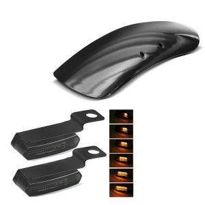 Set: Metall Front Fender Kurz für Harley Davidson Sportster Forty Eight 48 / Special 10-20 Craftride + Lenkerblinker für Harley Davidson Sportster Forty-Eight 48 / Special Lauflicht Blinker LED Lumitecs TS4 getönt_1