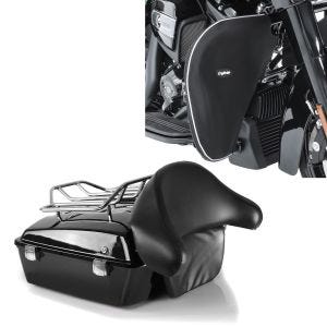 Set: Top Case Medium für Harley Davidson Street Glide (FLHX) 06-13 Craftride + Sturzbügel Spritzschutz für Harley Street Glide 06-21 Beinwärmer Craftride_1