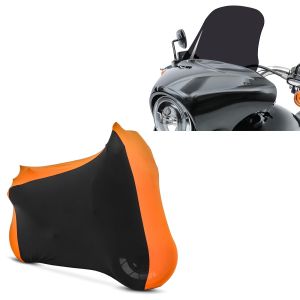 Set: Windschild für Harley Sport Glide 18-21 Craftride L Windschutzscheibe dunkel getönt + Motorradabdeckung für Harley Sport Glide Craftride Indoor XL-XXL in schwarz-orange_1