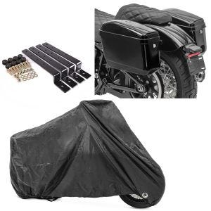 Set: Seitenkoffer Set für Honda Shadow VT 750 Spirit Craftride Nevada je 20Ltr + Abdeckplane Honda Shadow VT 750 C / Spirit VFR 1200 F Craftride XXL in schwarz_1