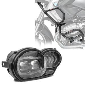 Set: LED Scheinwerfer für BMW R 1200 GS 04-12 Hauptscheinwerfer mit ECE Lumitecs QL4 + Sturzbügel Set L2 für BMW R 1200 GS 08-12 oben und unten Schutzbügel_1