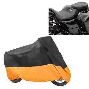 Set: Sitzbank für Harley Street Glide Special 15-21 Craftride RH3 schwarz + Abdeckplane Harley Street Glide / Special Craftride XXXL schwarz-orange_1