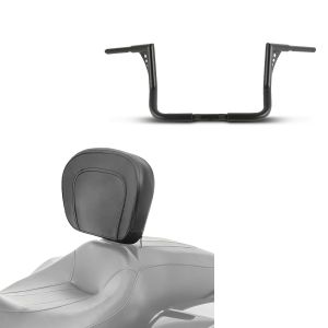 Set: Lenker Ape Hanger 12" für Harley Street Glide 06-21 schwarz Craftride + Fahrer Rückenlehne für Harley Davidson Street Glide 06-21 Craftride_1