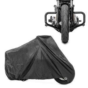 Set: Motorrad Sturzbügel Craftride Mustache Harley Davidson Softail 18-21 in schwarz + Abdeckplane Harley Softail Street Bob / Fat Bob / 114 Craftride XXL in schwarz_1