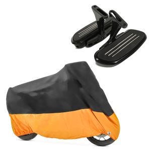 Set: Beifahrer Trittbretter + Halter CF2B für Harley Street Glide Special 15-21 Craftride + Abdeckplane Harley Street Glide / Special Craftride XXXL schwarz-orange_1