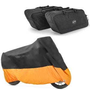 Set: Abdeckplane Harley Street Glide / Special Craftride XXXL schwarz-orange + Koffer Innentaschen für Harley Street Glide 06-21 Craftride BG1 Paar_1