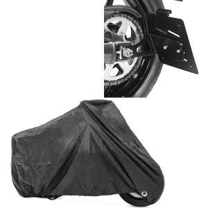Set: Kennzeichenhalter seitlich M für Kawasaki Vulcan S / Café 15-21 schwarz Craftride + Abdeckplane Kawasaki Vulcan S / Café Z 1000 SX J300 Craftride XXL in schwarz_1