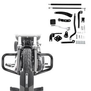 Set: Vorverlegte Fussrastenanlage für Harley Dyna Modelle 06-17 Craftride RR1 + Sturzbügel Mustache für Harley Davidson Dyna Street Bob 06-17 schwarz Craftride_1