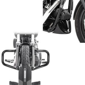 Set: Sturzbügel Mustache für Harley Davidson Dyna Street Bob 06-17 schwarz Craftride + Bugspoiler für Harley Davidson Dyna Street Bob 06-17 Craftride_1