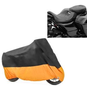 Set: Sitzbank für Harley Street Glide 09-21 Craftride RH3 schwarz + Abdeckplane Harley Street Glide / Special Craftride XXXL schwarz-orange_1