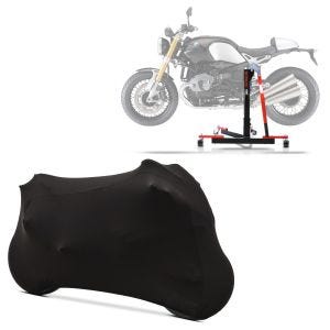 Set: Zentralständer BMW R NineT 14-21 Motorradheber ConStands Power-Evo + Motorradabdeckung für BMW R NineT / Pure / Scrambler Craftride Indoor M-L schwarz_1