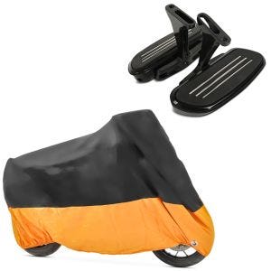 Set: Beifahrer Trittbretter + Halter CF2B für Harley Street Glide 06-21 Craftride + Abdeckplane Harley Street Glide / Special Craftride XXXL schwarz-orange_1