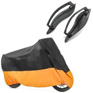 Set: Seitlicher Windabweiser für Harley Street Glide Special 15-21 schwarz Craftride + Abdeckplane Harley Street Glide / Special Craftride XXXL schwarz-orange_1