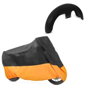Set: Front-Fender 21" Wrap für Harley Street Glide/ Special unlackiert Craftride + Abdeckplane Harley Street Glide / Special Craftride XXXL schwarz-orange_1