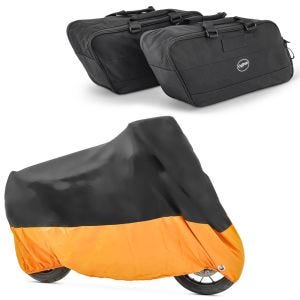 Set: Abdeckplane Harley Street Glide / Special Craftride XXXL schwarz-orange + Koffer Innentaschen für Harley Street Glide Special 15-21 Craftride BG1 Paar_1
