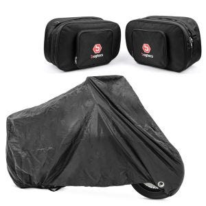 Set: Innentasche Bagtecs MS2 für BMW R 1200 RT 05-12 für original Seitenkoffer + Abdeckplane BMW R 1200 C / GS / RS / RT R NineT Racer Craftride XXL in schwarz_1