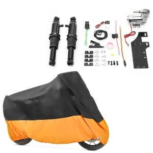 Set: Luftfederung Fahrwerk Harley Davidson Electra Glide Ultra Classic 94-20 Craftride Air Ride schwarz + Abdeckplane Harley Electra Glide Ultra Classic / Limited Craftride XXXL schwarz-orange_1