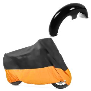 Set: Front-Fender 21" Wrap für Harley Street Glide/ Special schwarz Craftride + Abdeckplane Harley Street Glide / Special Craftride XXXL schwarz-orange_1