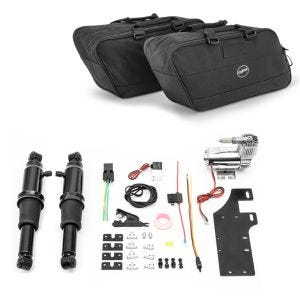 Set: Luftfederung Fahrwerk Harley Davidson Road King 94-21 Craftride Air Ride schwarz + Koffer Innentaschen für Harley Road King 94-21 Craftride BG1 Paar_1