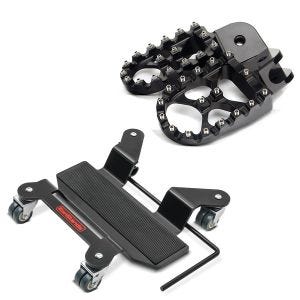 Set: Rangierhilfe MS für BMW R 1200 GS / Adventure Rangierplatte + Fußrasten für BMW R 1200 GS Xdure FF6 Aluminium 57mm schwarz_1
