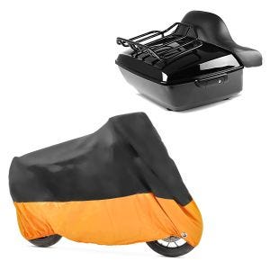 Set: Topcase King NLB für Harley Davidson Street Glide 14-21 Craftride + Abdeckplane Harley Street Glide / Special Craftride XXXL schwarz-orange_1
