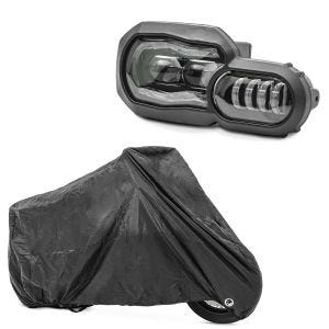 Set: LED Scheinwerfer für BMW F 700 GS 13-17 Hauptscheinwerfer mit ECE Lumitecs QL2 + Abdeckplane BMW F 850 / 800 / 750 / 700 / 650 GS R 80 G / S Craftride XXL in schwarz_1