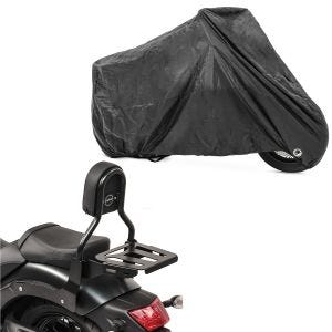 Set: Sissy Bar CL3 für Kawasaki Vulcan S / Café 15-20 mit Gepäckträger schwarz Craftride + Abdeckplane Kawasaki Vulcan S / Café Z 1000 SX J300 Craftride XXL in schwarz_1