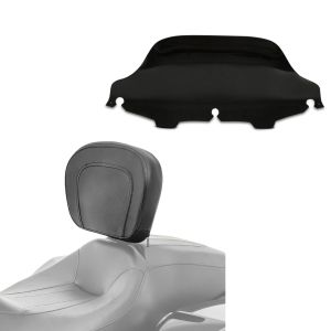 Set: Fahrer Rückenlehne für Harley Davidson Electra Glide Ultra Classic 97-16 Craftride + Windschild Wave 8" für Harley-Davidson Electra-Street Glide 96-13 schwarz Craftride_1
