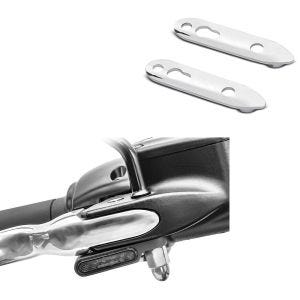 Set: LED Lenkerblinker für Harley Davidson Dyna Street Bob Lumitecs Blinker M2 getönt + Blinkerverlegung für Harley Dyna Street Bob 06-17 Blinker hinten Versatz Kit Craftride chrom_1