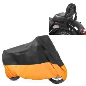 Set: Sissy Bar für Harley Davidson Fat Boy Special/ Lo 10-17 CSS schwarz Craftride + Abdeckplane Harley Fat Boy Special / Lo - FXDR 114 Craftride XXXL schwarz-orange_1