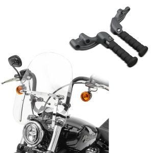 Set: Sozius Fussrasten Set mit Halter für Indian Scout, Sixty, Bobber 15-19 Craftride + Windschild für Indian Scout / Bobber / Sixty Craftride CW1 klar_1