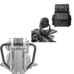 Set: Sissybar XS3 + Hecktasche für Yamaha XV 950 / R 14-20 mit Gepäckträger Craftride + Sturzbügel Yamaha XV 950 / R Bolt 14-20 Craftride Motor Schutzbügel schwarz_1