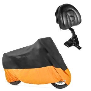 Set: Fahrer Rückenlehne Small für Harley Street Glide 06-21 schwarz Craftride + Abdeckplane Harley Street Glide / Special Craftride XXXL schwarz-orange_1