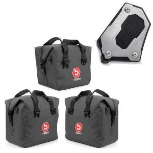 Set: Innentaschen für Aluminium Koffer + Topcase für BMW R 1200 GS/ Adventure 04-18 BAgtecs + Seitenständerfuß Verbreiterung für BMW R 1200 GS / Adventure 13-18 Seitenständerplatte Auflagevergrößerung Motoguard SE1_1