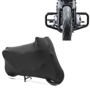 Set: Motorrad Sturzbügel Craftride Mustache II für Harley Davidson Softail 18-21 in schwarz + Motorradabdeckung für Harley Softail Street Bob Craftride Indoor XL-XXL schwarz_1