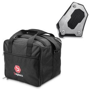 Set: Seitenständerfuß Verbreiterung für BMW R 1200 GS / Adventure 13-18 Seitenständerplatte Auflagevergrößerung Motoguard SE1 + Innentasche Aluminium Topcase für BMW R 1250 GS / 1200 GS /Adventure 04-21 Alukoffer Bagtecs MT1_1