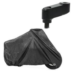 Set: Abdeckplane Kawasaki Vulcan S / Café Z 1000 SX J300 Craftride XXL in schwarz + Spiegelverlängerung Kawasaki Vulcan S 15-21 Tourtecs Paar 40mm schwarz_1