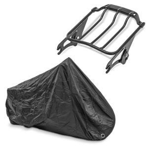 Set: Gepäckträger AW Abnehmbar für Harley Davidson Street Glide 09-21 schwarz Craftride + Abdeckplane Harley Street Glide / Special Craftride XXXL schwarz_1