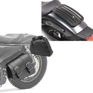 Set: Gepäckträger für Kawasaki Vulcan S / Café 15-21 Solo Rack L1 Gepäckbrücke Craftride + Satteltasche Kawasaki Vulcan S / Café Montana Craftride 8Ltr links in schwarz_1