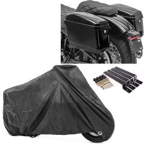Set: Seitenkoffer Set für Kawasaki Vulcan S / Café Craftride Nevada je 20Ltr + Abdeckplane Kawasaki Vulcan S / Café Z 1000 SX J300 Craftride XXL in schwarz_1