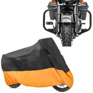 Set: Sturzbügel für Harley Davidson Street Glide Special 15-21 Craftride TR2 schwarz + Abdeckplane Harley Street Glide / Special Craftride XXXL schwarz-orange_1