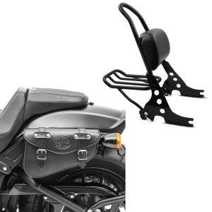 Set: Sissybar Harley Davidson Sportster 883 Iron 09-20 Craftride Fast Rider-M inkl. Gepäckträger schwarz + Satteltasche Harley Sportster 883 Iron Craftride Arizona 3Ltr links in schwarz_1