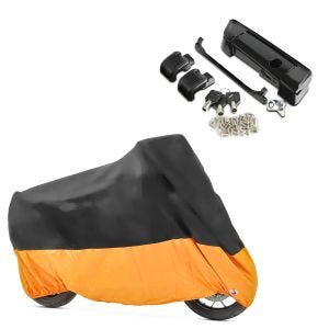 Set: Topcase Verschluss Kit für Harley Street Glide 14-21 schwarz Craftride + Abdeckplane Harley Street Glide / Special Craftride XXXL schwarz-orange_1